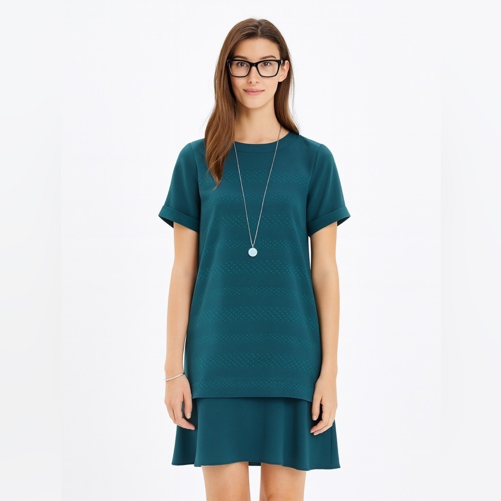 Madewell Slowbeat Shift Dress Emerald Green Polka Dot Tiered